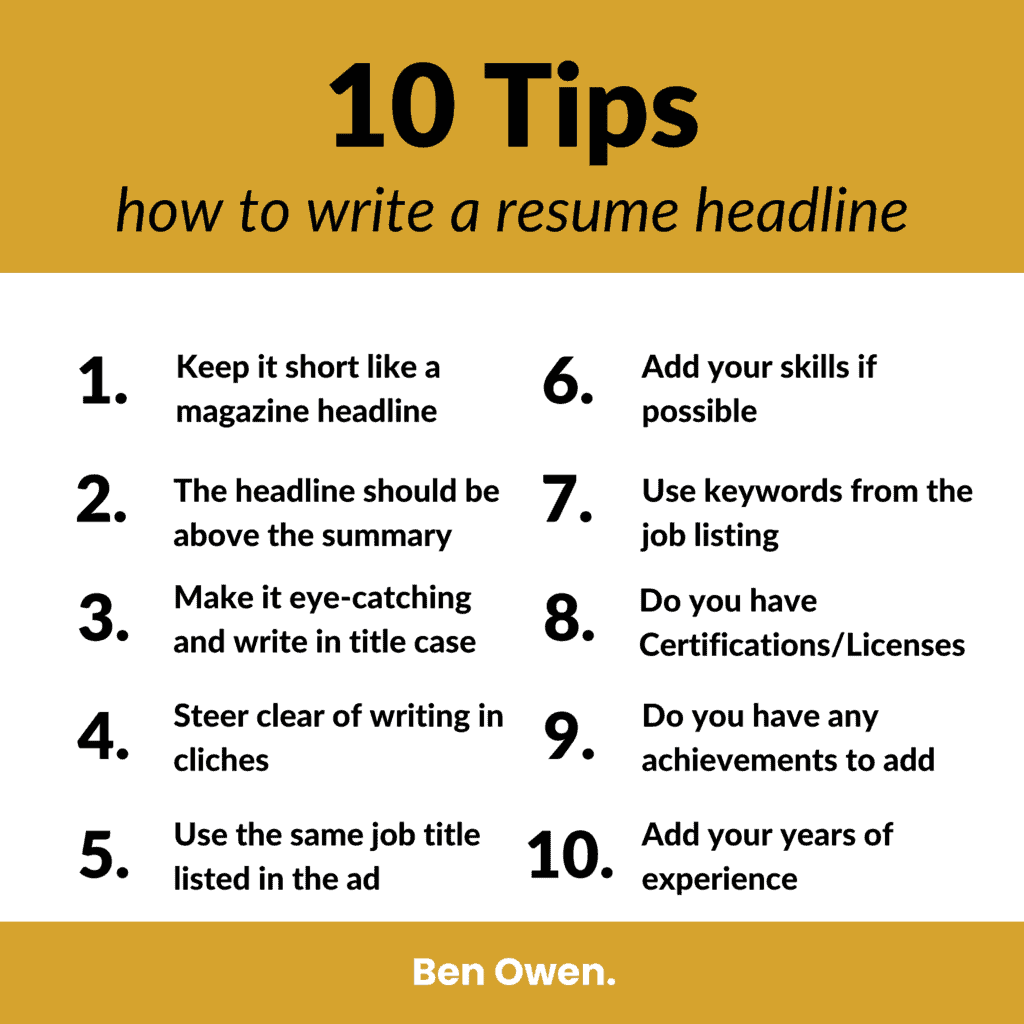 tips for writing a resume headline